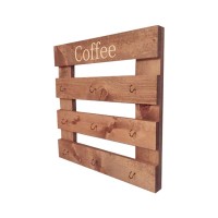 Wall mounted wooden tea coffee cup display stand rack for store