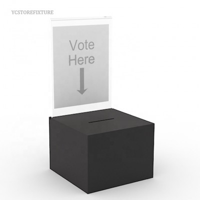 Custom size countertop cubic black acrylic vote box