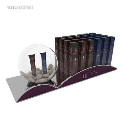 Creative design clear ball decor acrylic lipstick counter display unit