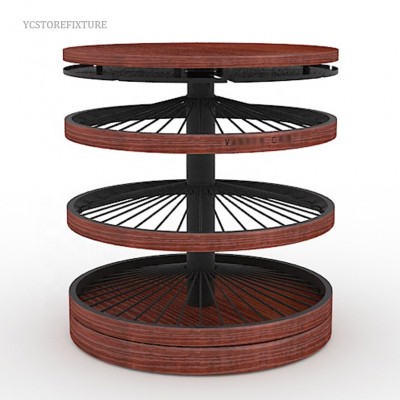 High quality metal wire round wheel shaped display rack for wine