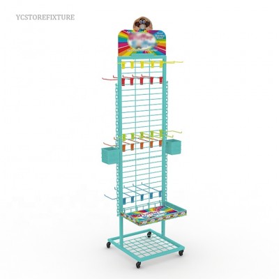 High quality colorful metal wheeled display racks stand for toys