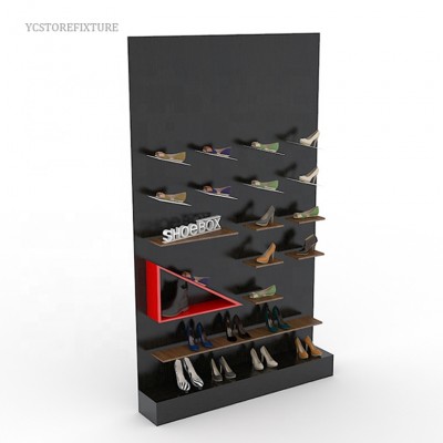 Fashion design wall mounted mdf shelves shoe racks for store display