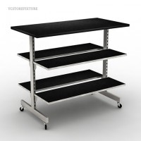 Retail store 3-tier wood shelf display clothes and shoes