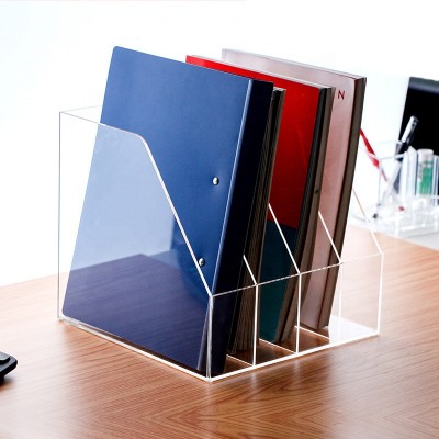 Desktop 4 slots literature organizer clear acrylic file holder storage display rack