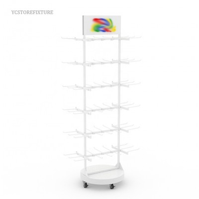 Retail store four-way white metal sock display racks