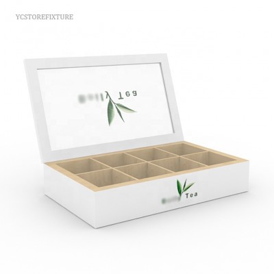 Small counter wood & acrylic tea pack exhibitor display box for sale