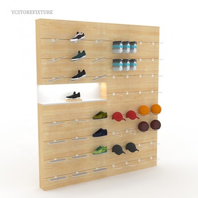 Wall mounted store fixtures display stand for shoes socks caps balls