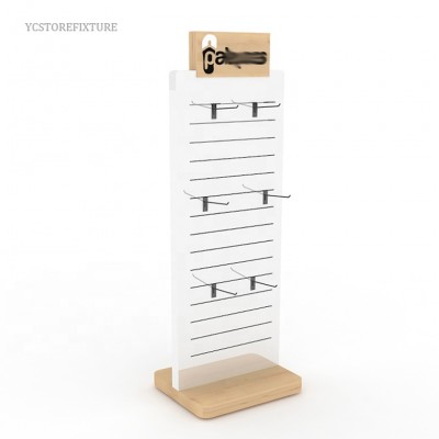 Best quality double sided floor wood display stand for slippers