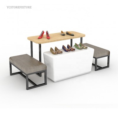 Factory direct sales four-pieces wood display table set for shoes