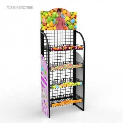 Popular retail store 4-tier metal wire candy display stand