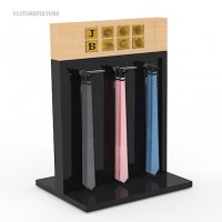 Store fixtures double-side counter wood display stand for ties