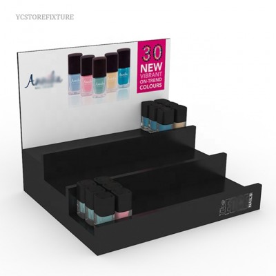 Cosmetic store counter top black acrylic nail polish stand display