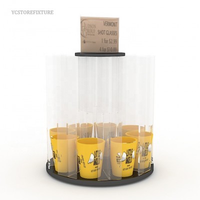 Original design 360 degree clear acrylic coffee cup display stand